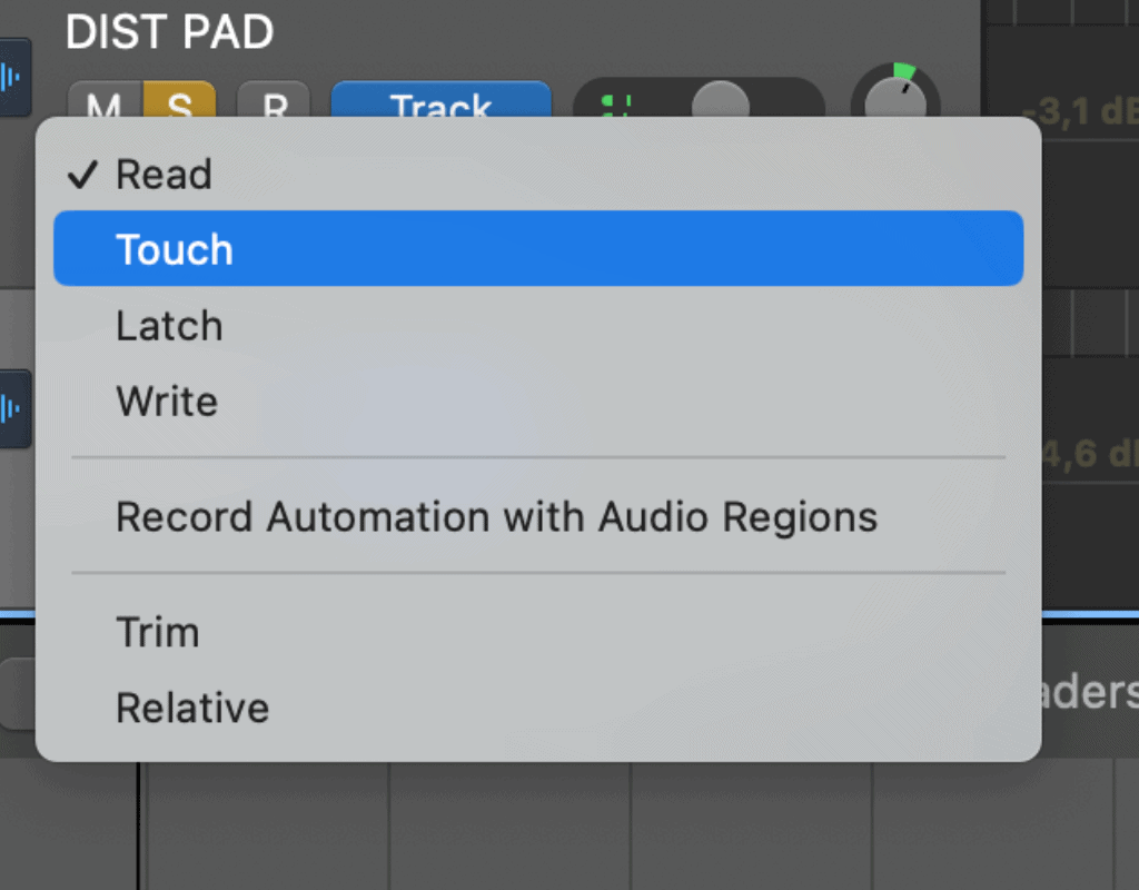 Touch Mode Automation in Logic Pro X