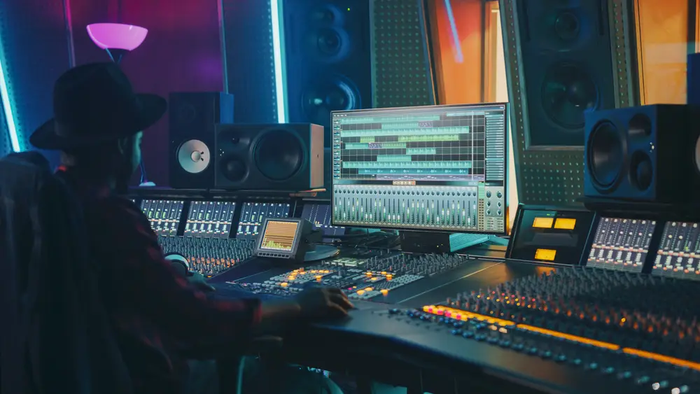 Mix engineer in the music studio