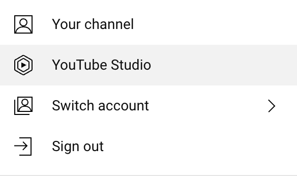 Click on YouTube Studio to access YouTube Analytics.