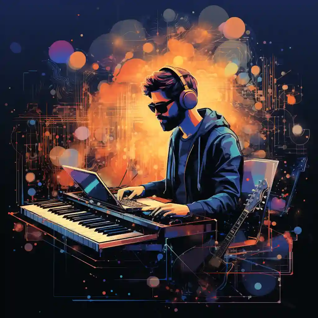 Can AI Mix Music? Image of a AI music engineer. In graphics.