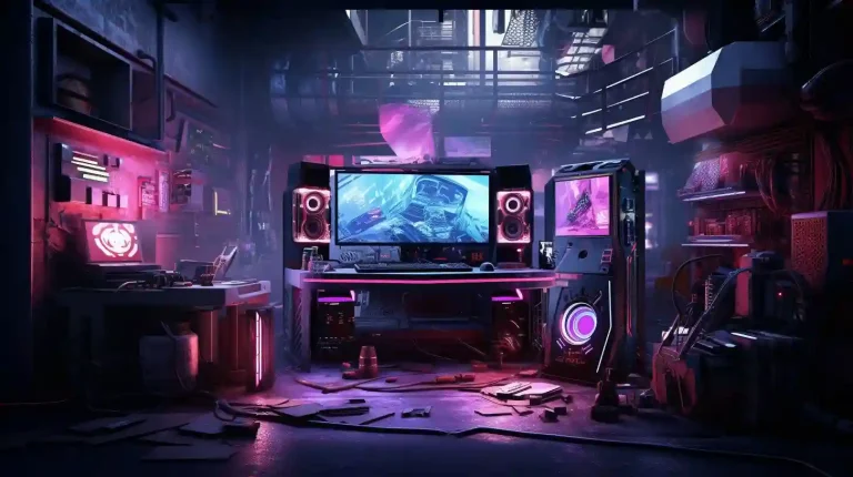 AI Music For Gaming Sessions. Image of a gaming room in a futuristic world